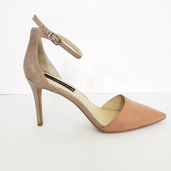 Steven By Steve Madden Anibell Peach Pink Leather Point Toe Heels Size 8.5 - Picture 1 of 16